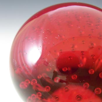 Whitefriars #9308 Ruby Red Glass Controlled Bubble Paperweight