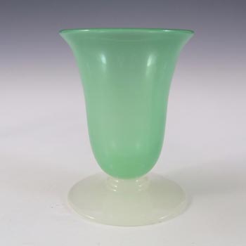 Stevens + Williams Pair of Stourbridge Alabaster Green Glass Vases