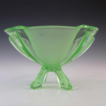 Stölzle #19283 Czech Art Deco Vintage Green Glass Bowl