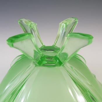Stölzle Czech Art Deco Vintage Green Glass Bowl #19283