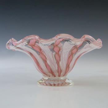 Murano Vintage Zanfirico & Aventurine Pink & White Glass Bowl