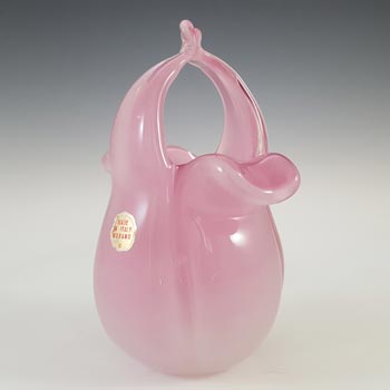 Murano Alabastro Pink & White Glass Vintage Organic Vase