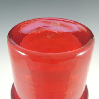Alsterfors Scandinavian Vintage Red Glass Ribbed Vase