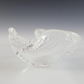 Archimede Seguso Murano Clear Glass Bullicante Shell Bowl