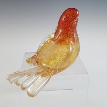 Archimede Seguso Murano Polveri Gold Leaf Glass Dove Bird