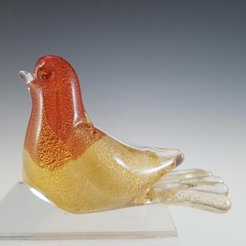 Archimede Seguso Murano Polveri Gold Leaf Glass Dove Bird