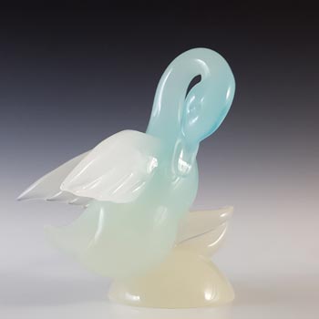 Archimede Seguso Alabastro Blue & White Murano Glass Duck