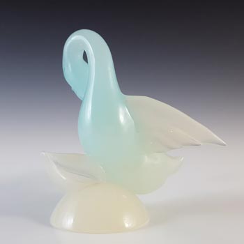 Archimede Seguso Alabastro Blue & White Murano Glass Duck