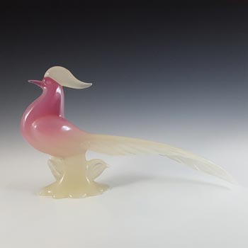 Archimede Seguso Alabastro Pink Murano Glass Pheasant Bird