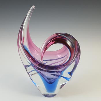 Arte Nuova Pustetto & Zanetti Murano Pink & Blue Sommerso Glass Sculpture