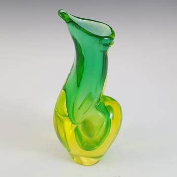 Arte Nuova Pustetto & Zanetti Murano Uranium Green Sommerso Glass Vase