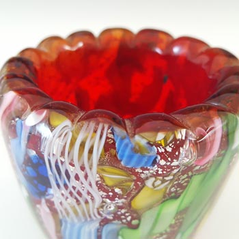 AVEM Murano Zanfirico Bizantino / Tutti Frutti Red Glass Vase