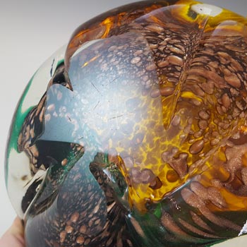 Murano Green, Yellow & Copper Aventurine Glass Bowl / Ashtray