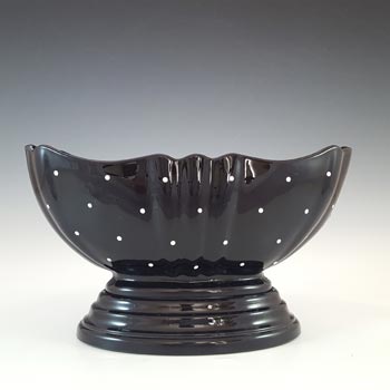 Bagley #3145 Art Deco Polkadot Black Glass 'Bristol' Flower Vase