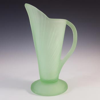 Bagley #3072 Art Deco Vintage Green Glass \'Sunburst\' Vase