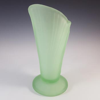 Bagley #3072 Art Deco Vintage Green Glass 'Sunburst' Vase