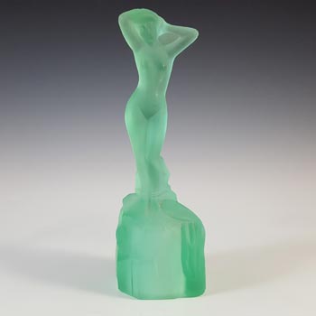 Bagley Art Deco Uranium Green Glass \'Andromeda\' Nude Lady Figurine