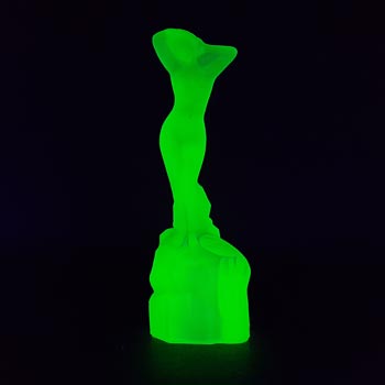 Bagley Art Deco Uranium Green Glass 'Andromeda' Nude Lady Figurine