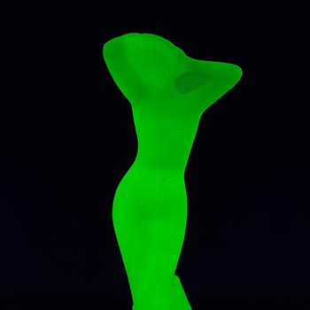 Bagley Art Deco Uranium Green Glass 'Andromeda' Nude Lady Figurine