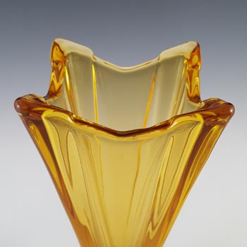 Bagley #1333 Art Deco 7.5" Vintage Amber Glass 'Wyndham' Vase