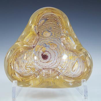 Barovier & Toso 'Zebrati' Murano Gold Leaf Purple Glass Bowl