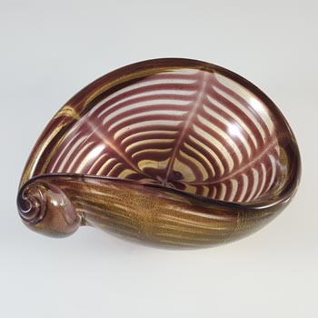 Barovier & Toso 'Graffati' Murano Gold Leaf Purple Glass Bowl