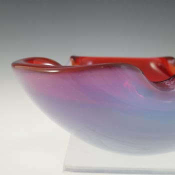 Murano Biomorphic Red + Opalescent Glass Bowl / Ashtray