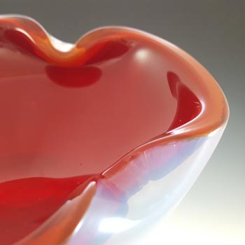 Murano Biomorphic Red + Opalescent Glass Bowl / Ashtray