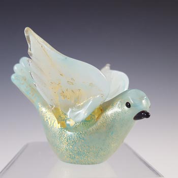 Barovier & Toso Murano Gold Leaf Blue Glass Bird Sculpture