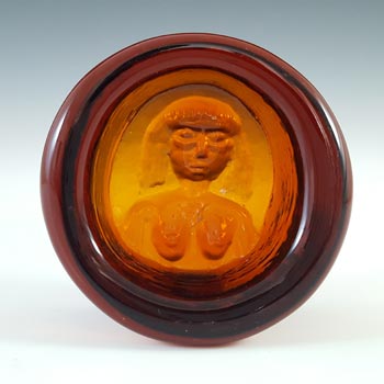Boda Vintage Amber Glass Nude Lady \"Eve\" Bowl by Erik Hoglund