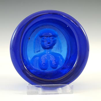 Boda Vintage Blue Glass Nude Lady \"Eve\" Bowl by Erik Hoglund