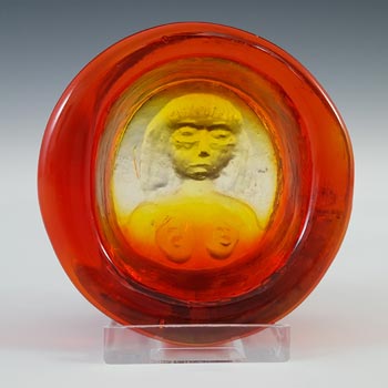 Boda Vintage Orange Glass Nude Lady \"Eve\" Bowl by Erik Hoglund