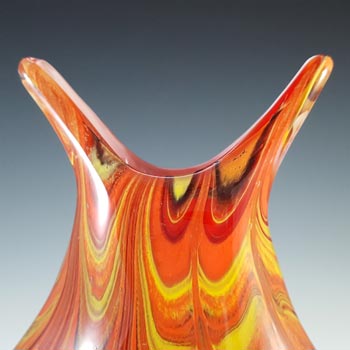 SIGNED L. Dal Borgo Murano Venetian Orange Glass Vase