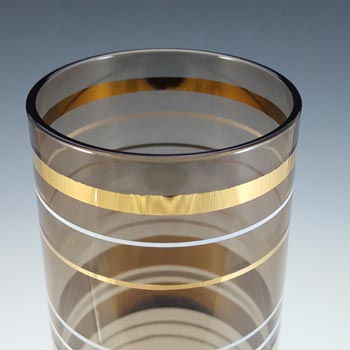 Borske Sklo Vintage Czech Brown Glass Cylindrical Vase