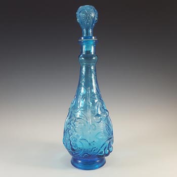 Empoli Italian Blue Glass \'Grapes\' Genie Bottle / Decanter