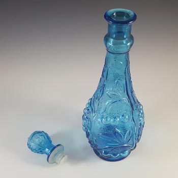 Empoli Italian Blue Glass 'Grapes' Genie Bottle / Decanter