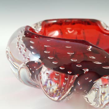 Aseda #667 Swedish Vintage Red Glass Bubble Ashtray Bowl