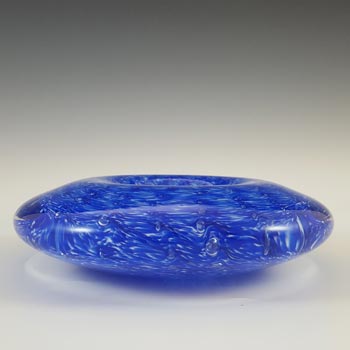 Blue Mottled Glass Controlled Bubble Candle Holder / Votive