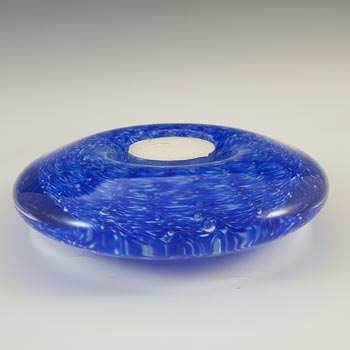 Blue Mottled Glass Controlled Bubble Candle Holder / Votive