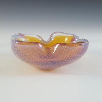 Ferro Italarts Murano Orange & Opalescent Glass Bullicante Bowl