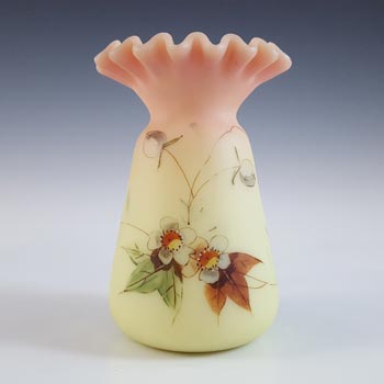 Thomas Webb Victorian Burmese Uranium \'Hawthorn\' Glass Vase