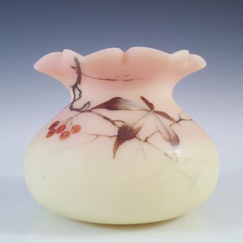MARKED Thomas Webb Victorian Burmese Uranium Glass Vase