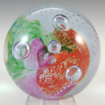 MARKED Caithness Green, Red & Pink Glass \"Escapade\" Paperweight