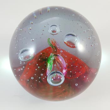 MARKED Caithness Green, Red & Pink Glass "Escapade" Paperweight