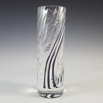 Caithness Vintage Black & White Glass \'Flamenco\' Striped Vase