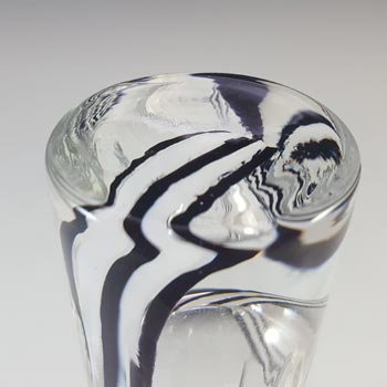 Caithness Vintage Black & White Glass 'Flamenco' Striped Vase