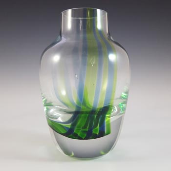Caithness Vintage Green & Blue Glass 'Oban' Striped Vase