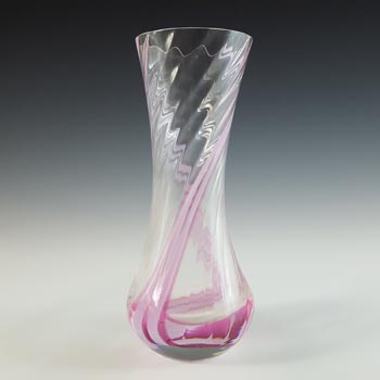 Caithness Vintage Pink Glass \'Flamenco\' Striped Vase