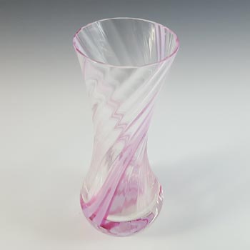Caithness Vintage Pink Glass 'Flamenco' Striped Vase
