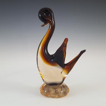 Campanella Murano Vintage Brown Venetian Glass Swan Figurine